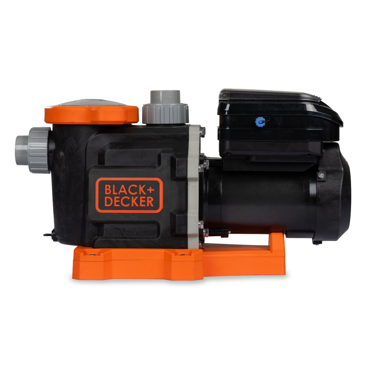 BLACK+DECKER 3 HP variable-speed in-ground pool pump, black with orange base and lid ring