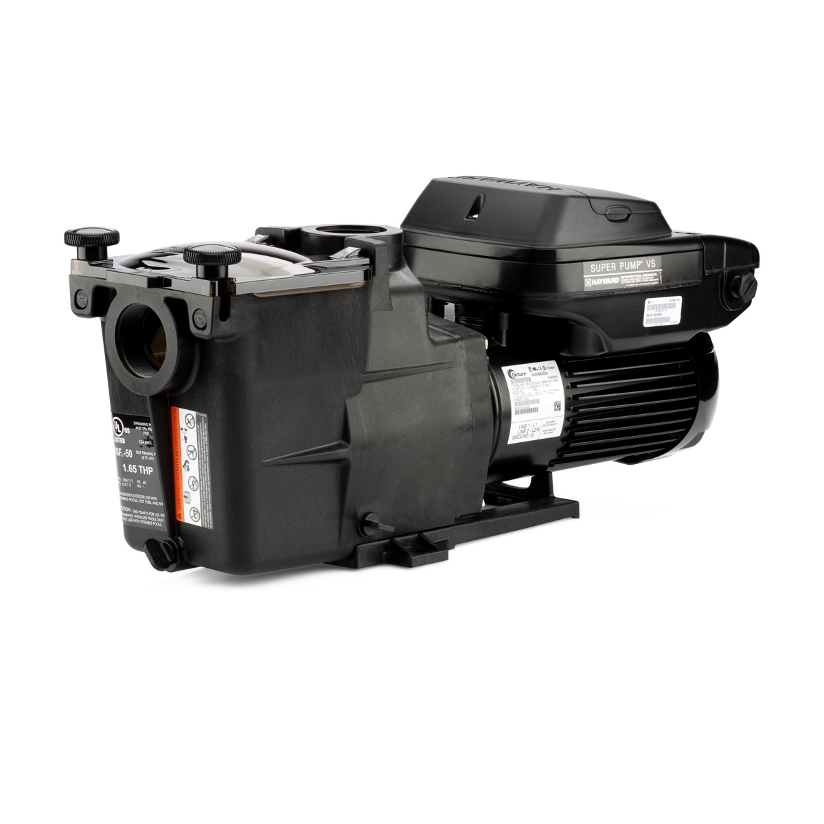 Hayward Super Pump VS W3SP2603VSP variable-speed pool pump, black, left view